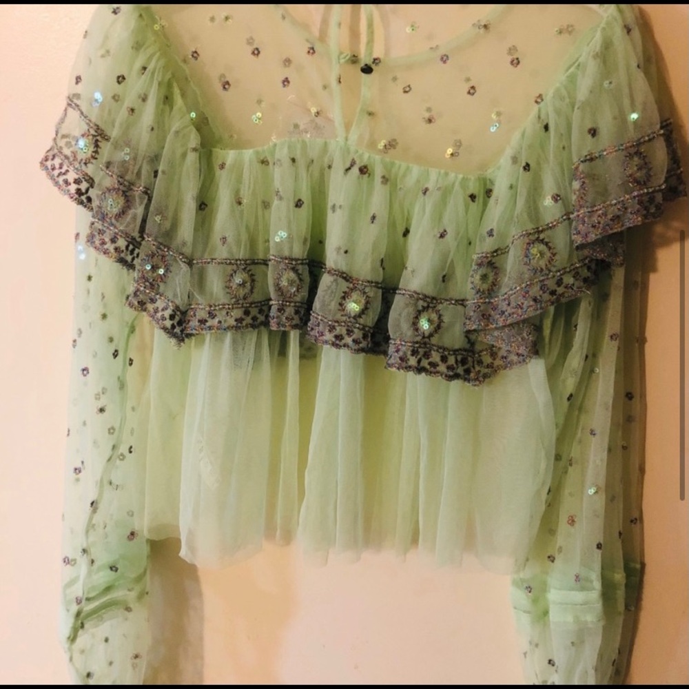 Free People Beaded Disco Ball Blouse NWOT - Picture 4 of 4